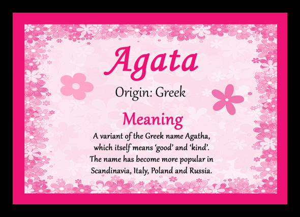 Agata Name Meaning Placemat