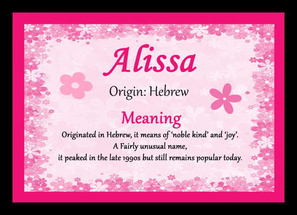 Alissa Name Meaning Placemat