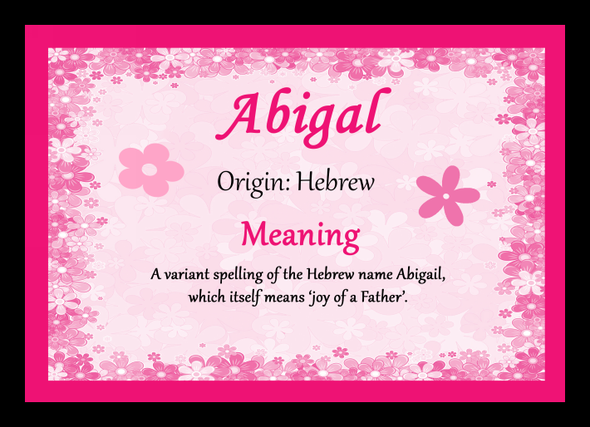 Abigal Name Meaning Placemat