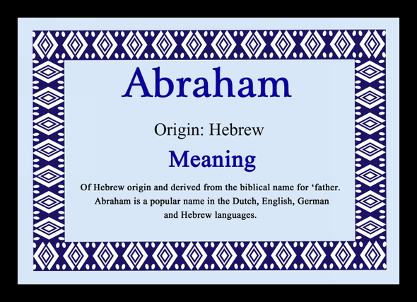 Abraham Name Meaning Placemat
