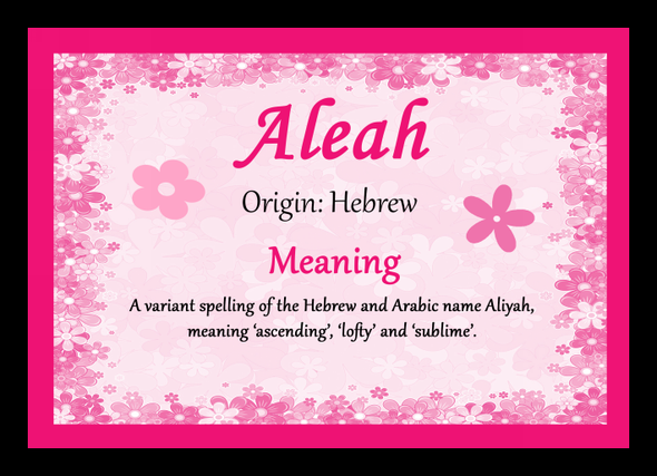 Aleah Name Meaning Placemat