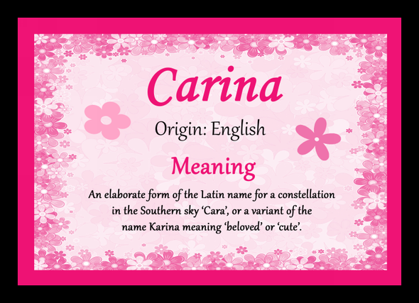 Carina Name Meaning Placemat