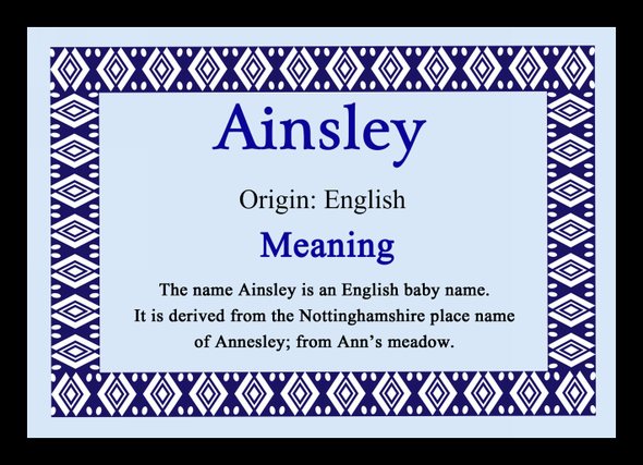 Ainsley Name Meaning Placemat