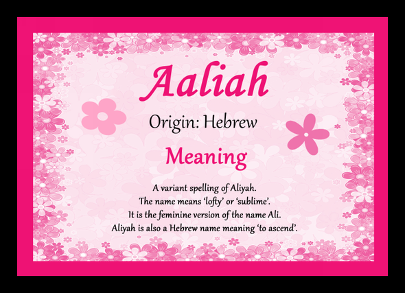 Aaliah Name Meaning Placemat