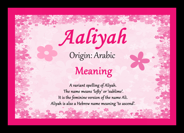 Aaliyah Name Meaning Placemat