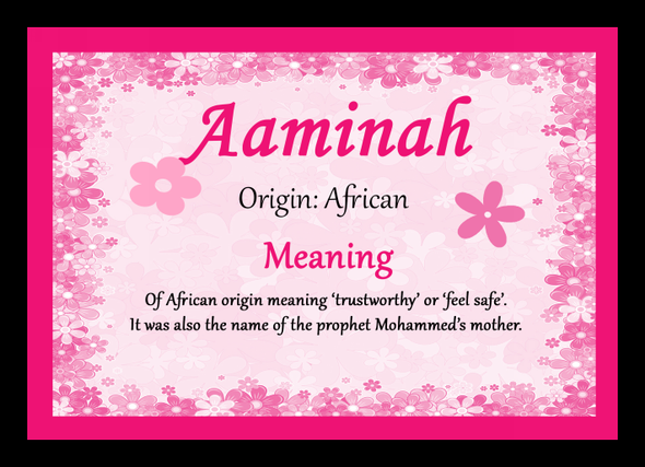 Aaminah Name Meaning Placemat