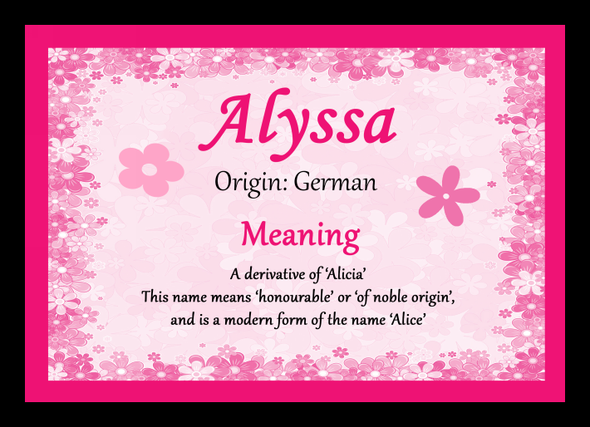 Alyssa Name Meaning Placemat