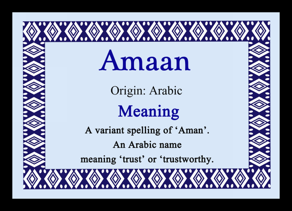 Amaan Name Meaning Placemat