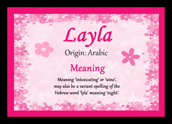 Layla Name Meaning Placemat