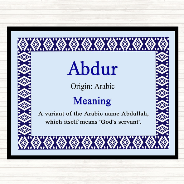 Abdur Name Meaning Placemat Blue