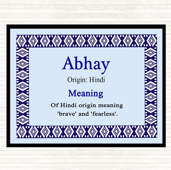 Abhay Name Meaning Placemat Blue