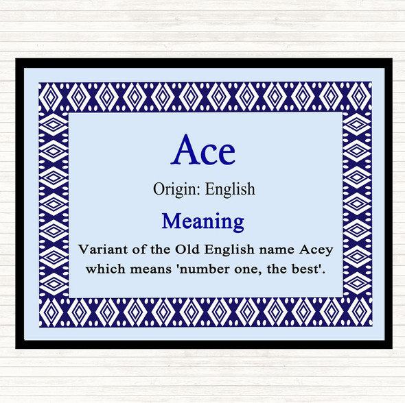 Ace Name Meaning Placemat Blue