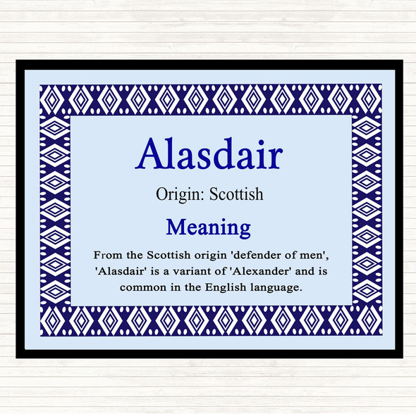 Alasdair Name Meaning Placemat Blue