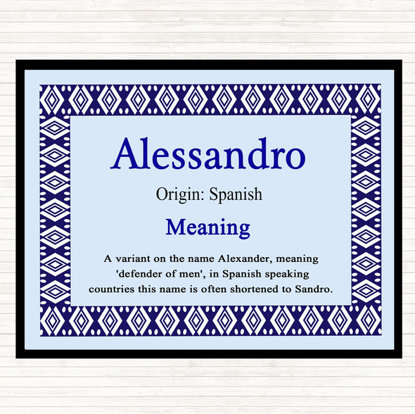 Alessandro Name Meaning Placemat Blue
