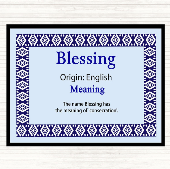 Blessing Name Meaning Placemat Blue