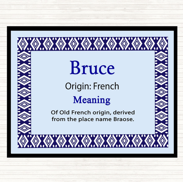 Bruce Name Meaning Placemat Blue