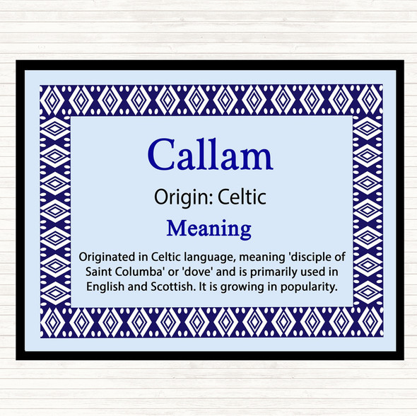 Callam Name Meaning Placemat Blue