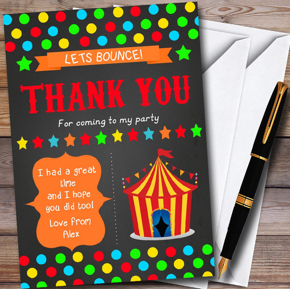 Chalk Style Circus Customised Children's Birthday Party Thank You Cards