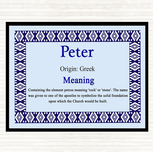 Peter Name Meaning Placemat Blue