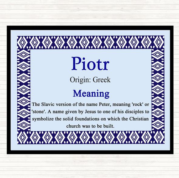 Piotr Name Meaning Placemat Blue