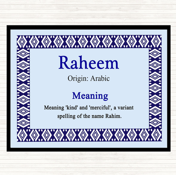 Raheem Name Meaning Placemat Blue