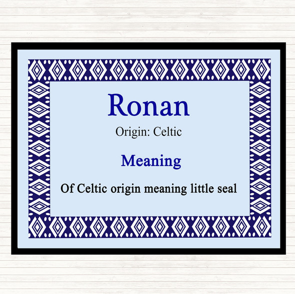 Ronan Name Meaning Placemat Blue