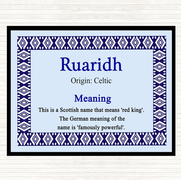 Ruaridh Name Meaning Placemat Blue