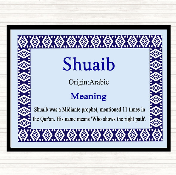 Shuaib Name Meaning Placemat Blue
