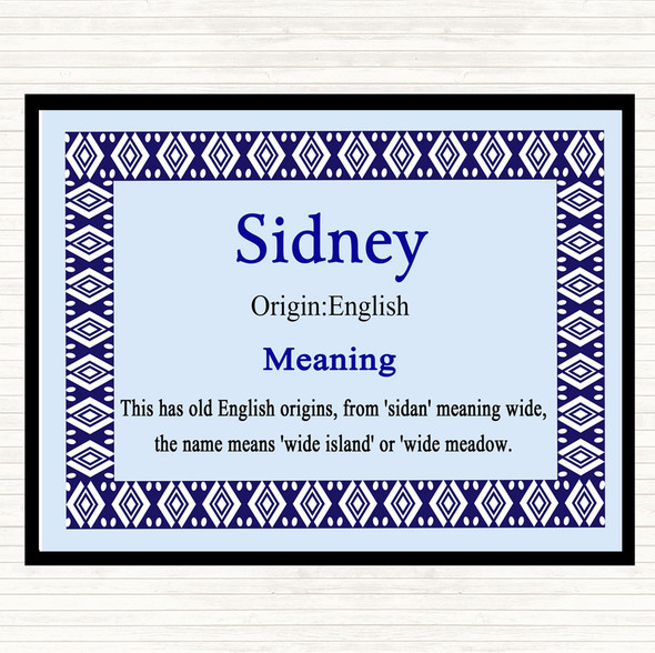 Sidney Name Meaning Placemat Blue