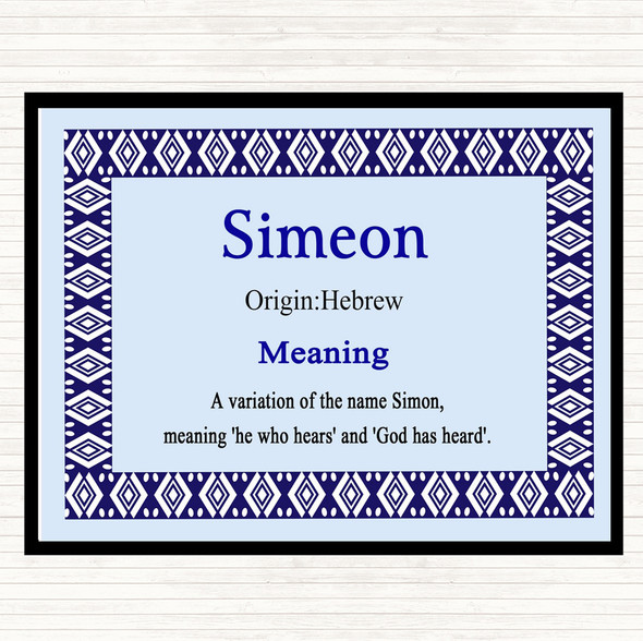 Simeon Name Meaning Placemat Blue