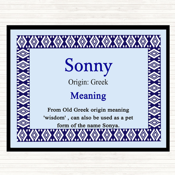 Sonny Name Meaning Placemat Blue