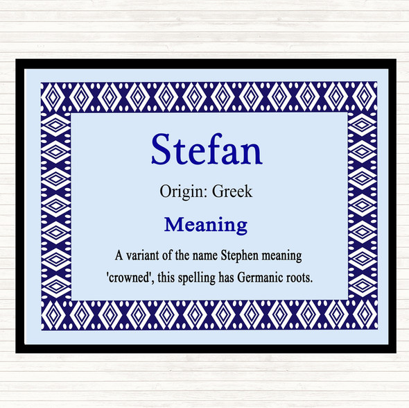Stefan Name Meaning Placemat Blue