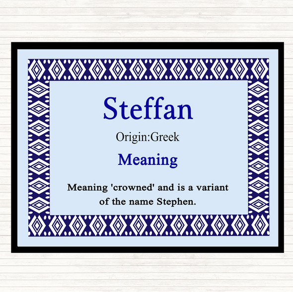 Steffan Name Meaning Placemat Blue