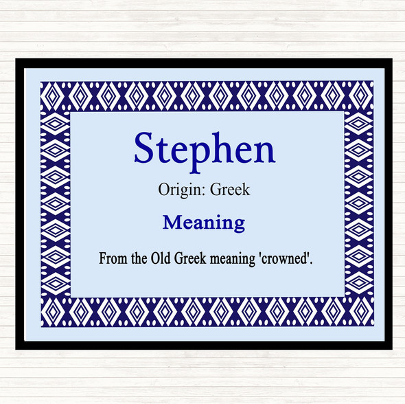 Stephen Name Meaning Placemat Blue