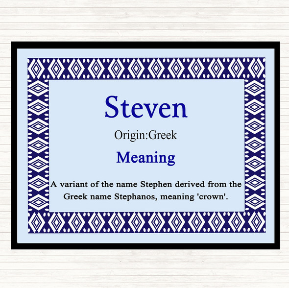 Steven Name Meaning Placemat Blue