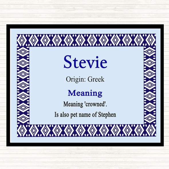 Stevie Name Meaning Placemat Blue