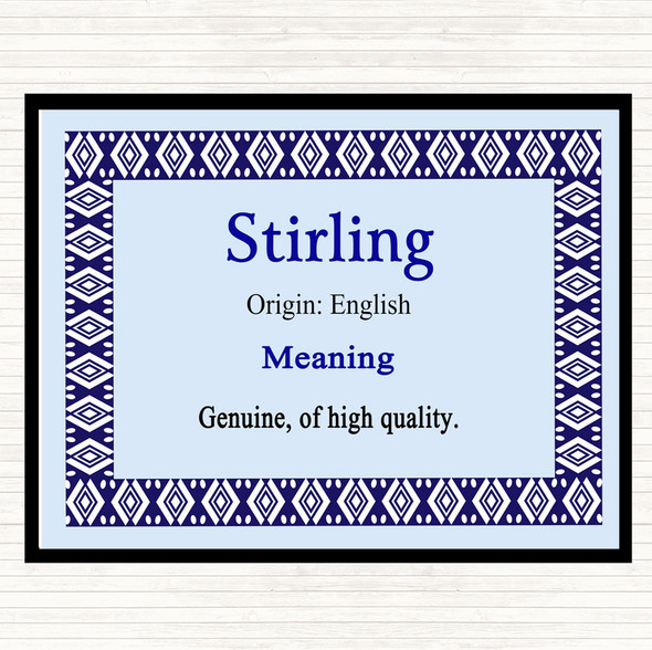 Stirling Name Meaning Placemat Blue