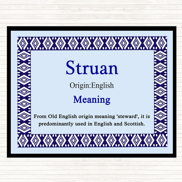 Struan Name Meaning Placemat Blue