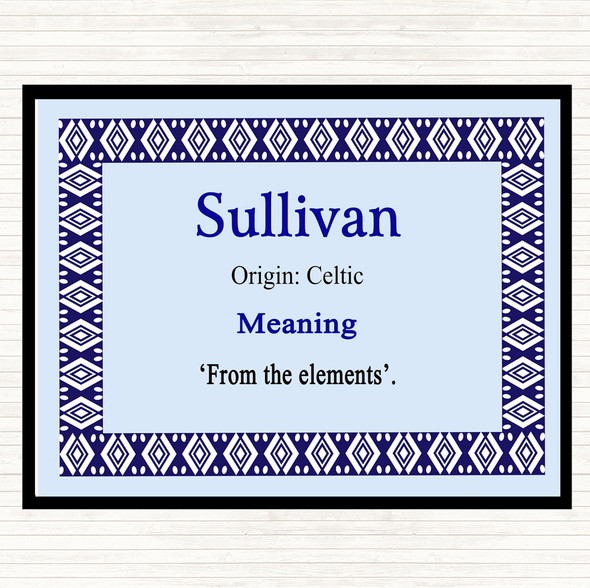 Sullivan Name Meaning Placemat Blue