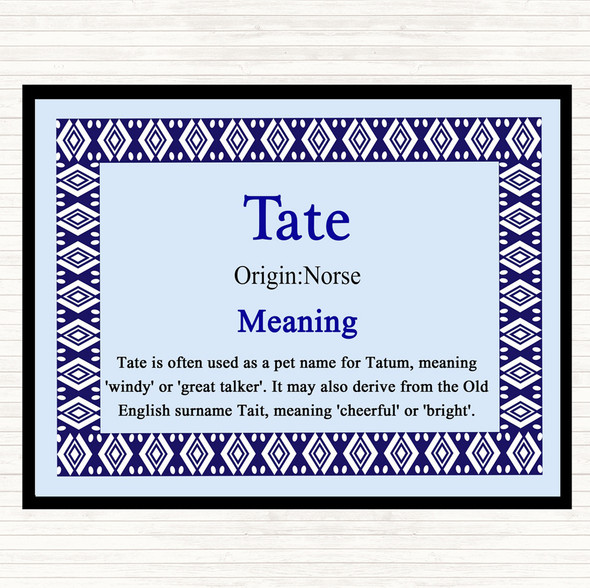 Tate Name Meaning Placemat Blue