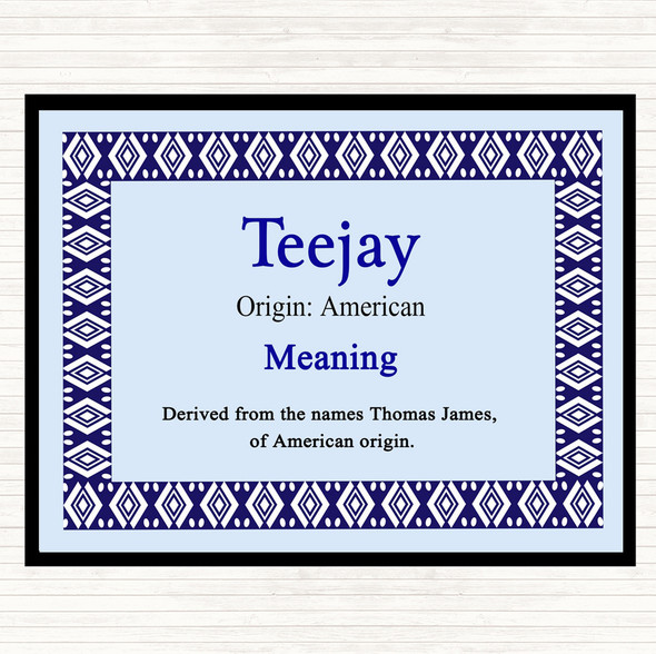 Teejay Name Meaning Placemat Blue