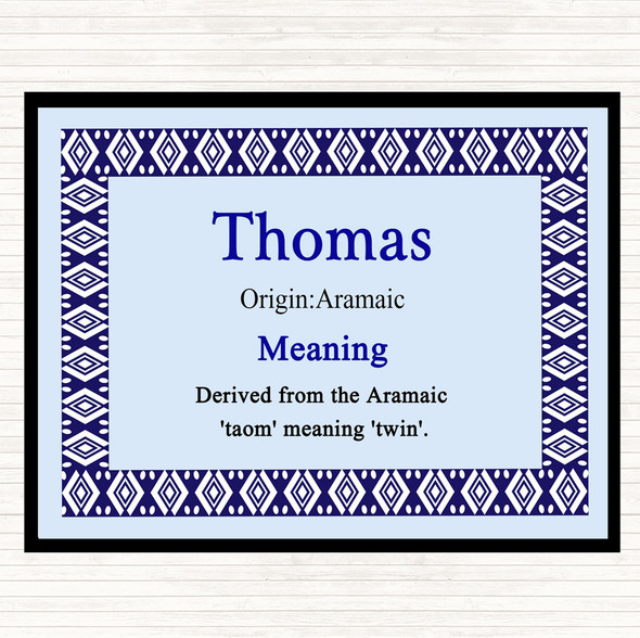 Thomas Name Meaning Placemat Blue