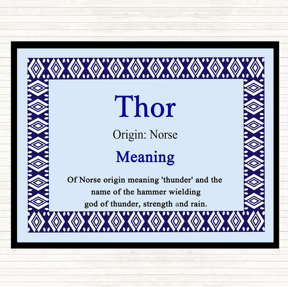 Thor Name Meaning Placemat Blue