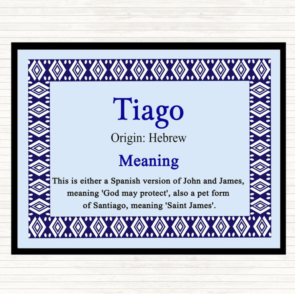 Tiago Name Meaning Placemat Blue