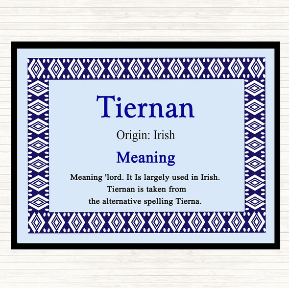 Tiernan Name Meaning Placemat Blue