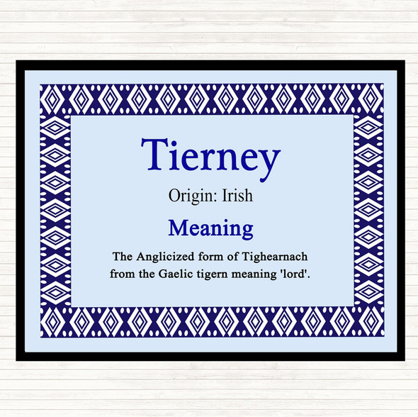 Tierney Name Meaning Placemat Blue
