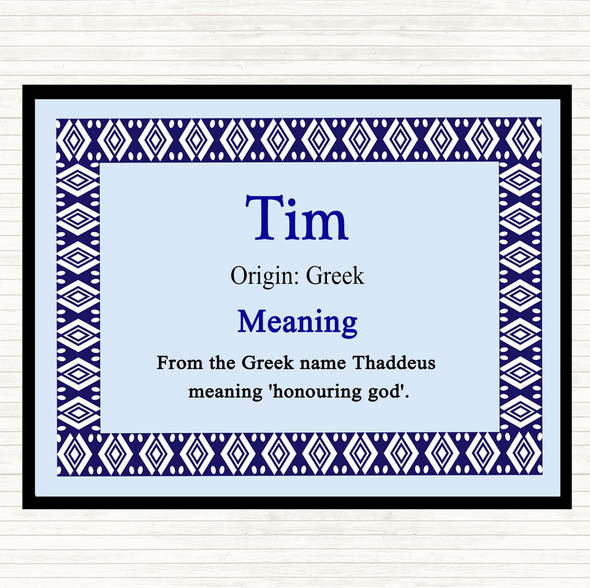 tim Name Meaning Placemat Blue