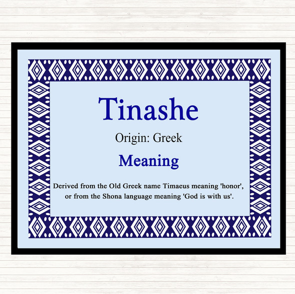 Tinashe Name Meaning Placemat Blue