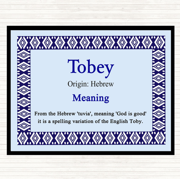 Tobey Name Meaning Placemat Blue