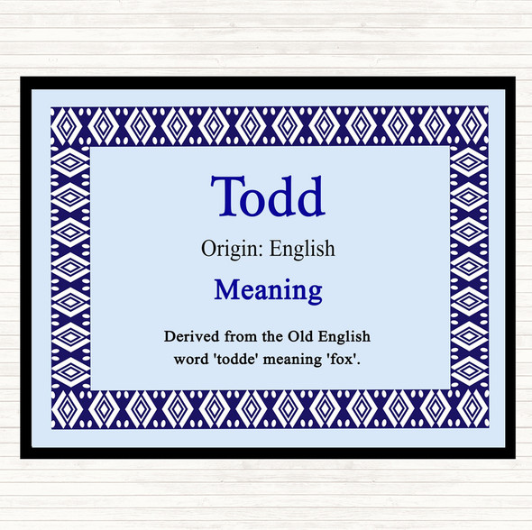 Todd Name Meaning Placemat Blue